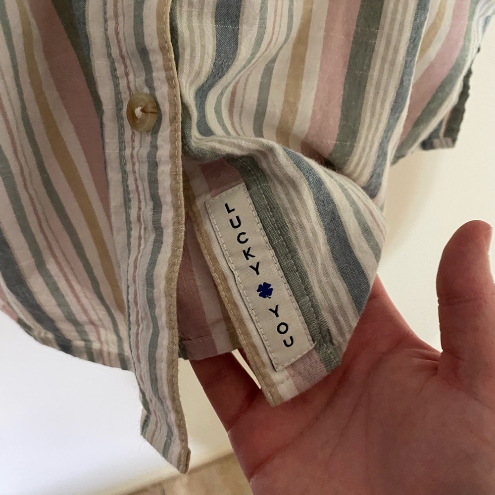 Lucky Brand Women's Pastel Striped Button Down Workwear Shirt Size Large - Picture 7 of 8